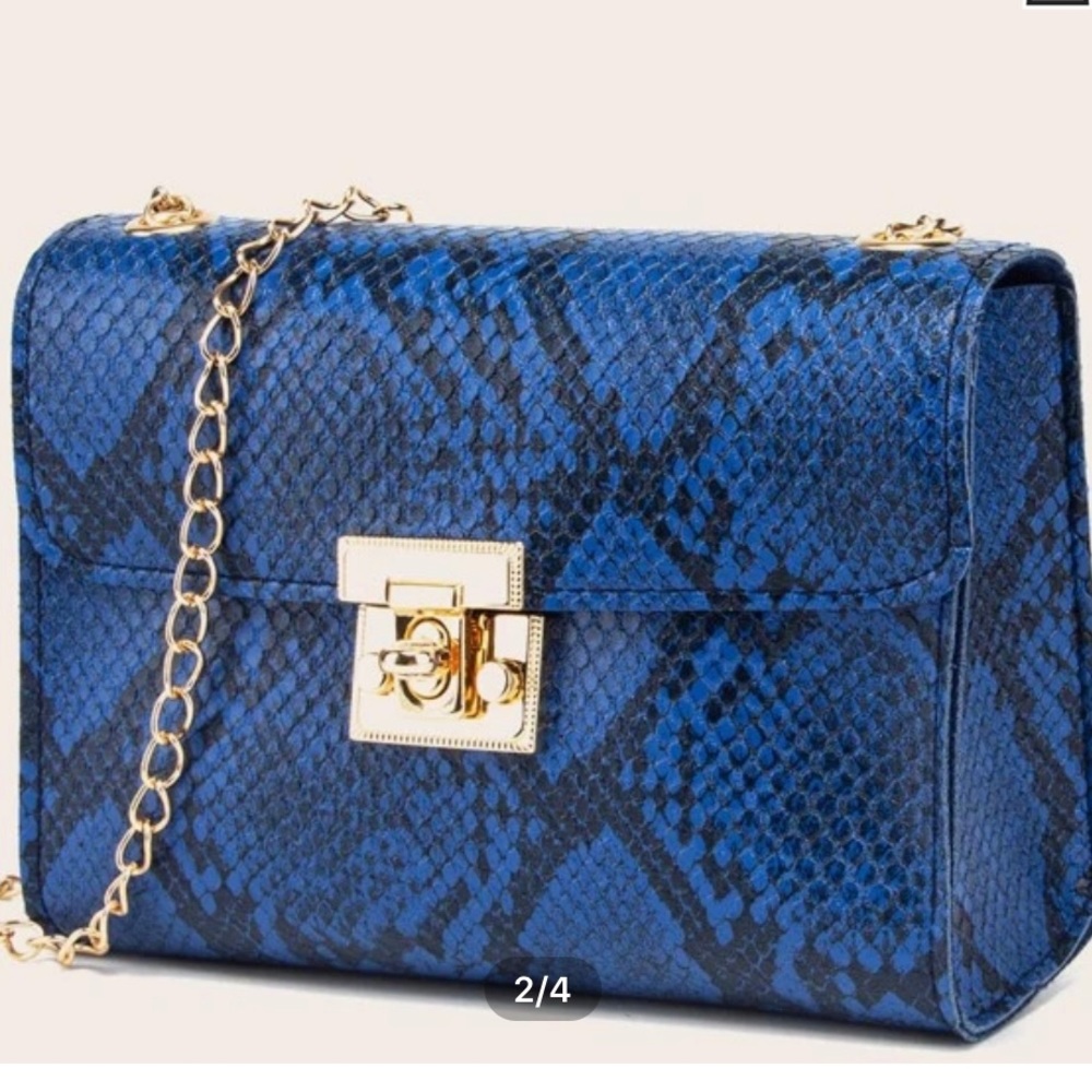 Snakeskin print chain cross body